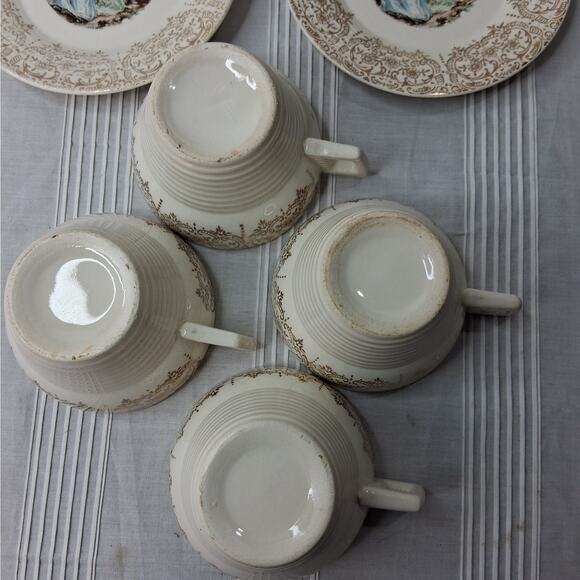 Set of 4 American Limoges Triumph China D'OR IT-S284 Teacup & Saucer Sets 22K - Picture 12 of 15